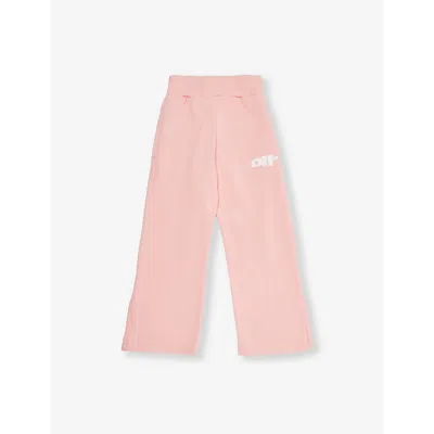 Off-white Kids' Pink - White Type Wide-leg Cotton-jersey Jogging Bottoms 4-12+