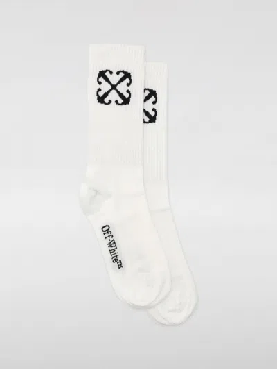 Off-white White Ribbed Socks With Arrows In Weiss