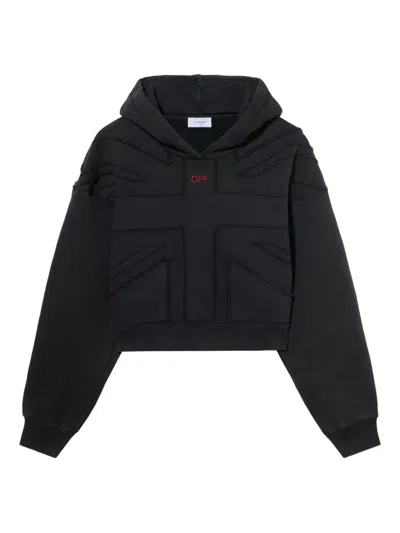 OFF-WHITE UNION APPLIQUÉ CROPPED HOODIE