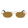 Off-white Oval-frame Double-bridge Sunglasses In Gold