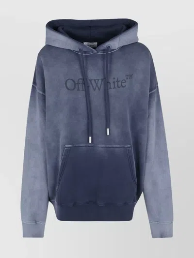 Off-white Unisex Hoodie With Drawstring And Pocket In Blue