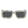 Off-white Marble-effect Square-frame Sunglasses In Gray