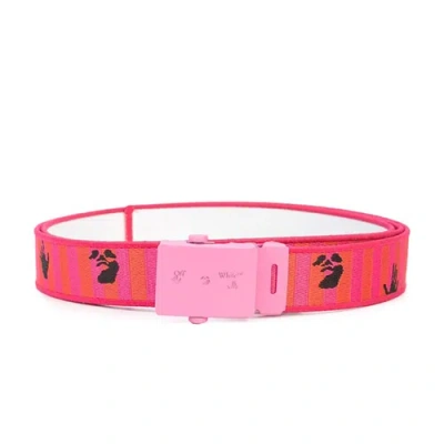Pre-owned Off-white Unisex Rev Thin Industrial Belt Red Fuschia