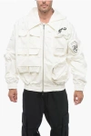 Off-white Utility Bomber Jacket With Removable Hood