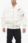 Off-white Utility Bomber Jacket With Removable Hood In White