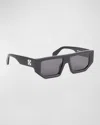 Off-white Vancouver Rectangle Acetate Sunglasses In 1007 Black Dark Grey