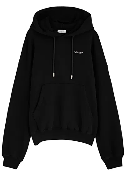 Off-white Cropped Black Hoodie With Embossed Detailing And Graphic Print