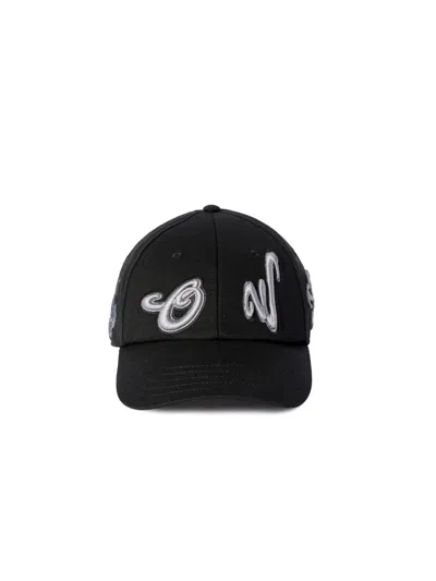 Off-white Embroidered Cotton Cap In Black