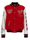Off-white Off White 'varsity' Bomber Jacket In Red