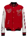 Off-white Off White 'varsity' Bomber Jacket In Red