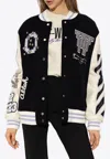 Off-white Varsity Bomber Jacket With Patches In Black