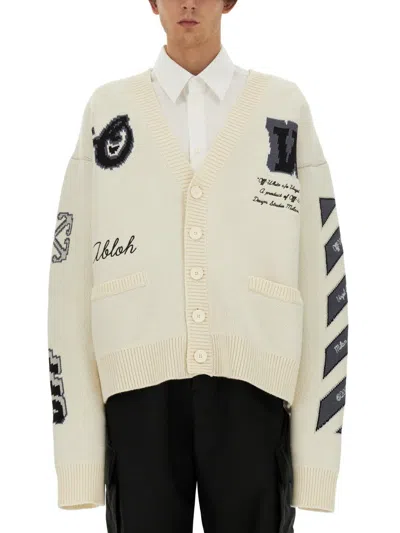 Off-white Varsity Cardigan In Cream