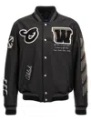 Off-white Logo-embroidered Leather Varsity Jacket