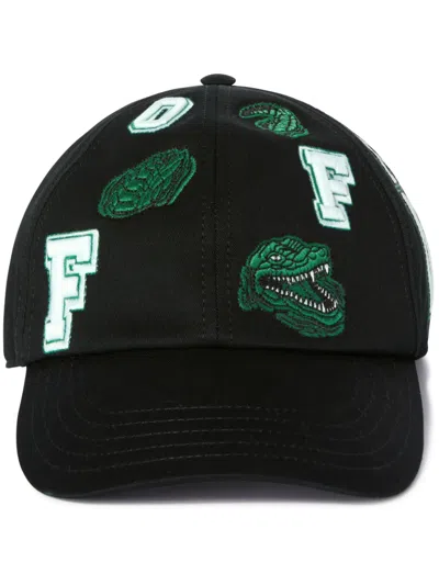 Off-white Varsity Croco Baseball Cap In Black
