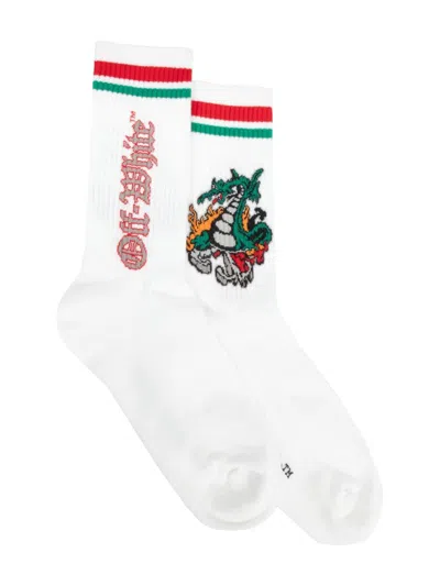 Off-white Varsity Dragon Socks In White