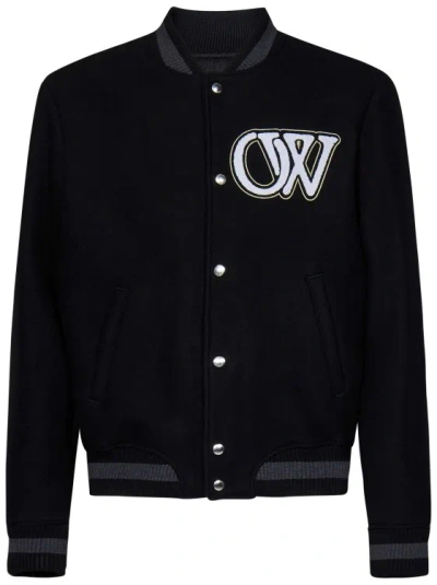 Off-white Varsity Jacket In Black Wool