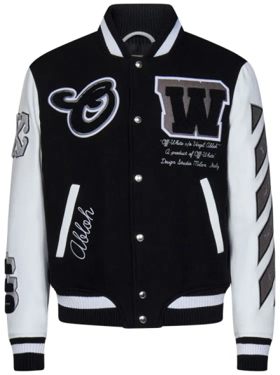 Off-white Varsity Jacket In Black Wool