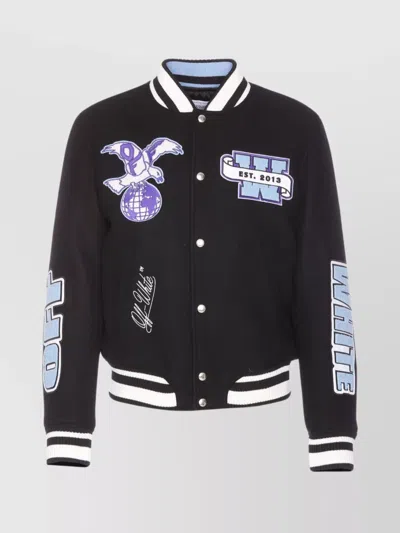 OFF-WHITE VARSITY JACKET STYLE EMBROIDERED PATCHES