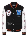 Off-white Multicolour Wool Patchwork Bomber Jacket In Black