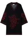 Off-white Varsity Knitted-mesh T-shirt In Black