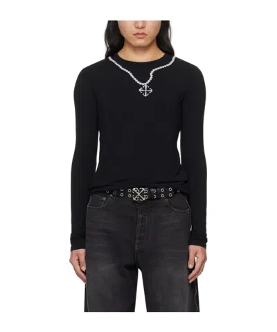 OFF-WHITE VARSITY KNITTED-MESH T-SHIRT