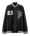 Off-white Nylon Varsity Jacket With Frontal Logo Patch In Black