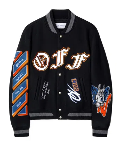 Off-white Chenille-logo Bomber Jacket In Black