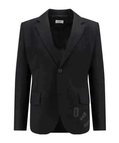 OFF-WHITE OFF-WHITE LOGO EMBROIDERED SINGLE-BREASTED BLAZER