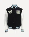Off-white Logo Flocked Button-up Bomber Jacket In Black