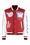 Off-white Varsity Wool-blend Bomber Jacket For Men In Red