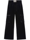 Off-white Velvet Cargo Track Pants In Black