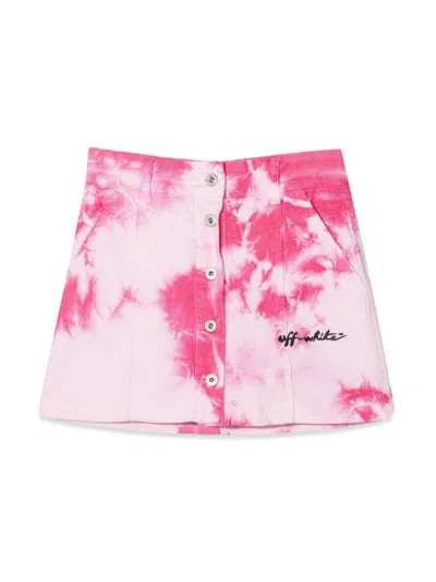 Off-white Kids' Velvet Tie Dye Skirt In Pink
