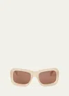 Off-white Verona Arrow Logo Acetate Butterfly Sunglasses In Sand Brown
