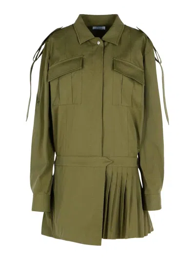 OFF-WHITE SAVANA GREEN COTTON DRESS