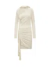 Off-white Viscose Crêpe Draped Dress In Yellow