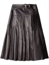 OFF-WHITE VINTAGE-BELT PLEATED MIDI SKIRT