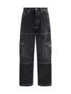 Off-white Cargo Jeans Urban Style In Vintage Black