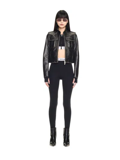 Off-white Vintage Lea Leather Jacket In Black
