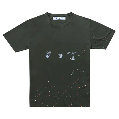 Pre-owned Off-white Vintage Paint Short-sleeve Tee 'kombu Green/white' | Men's Size Xxs
