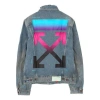 Off-white Vintage Printed Gradient Arrow Distress Denim Jacket Blue