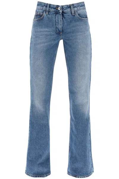 Off-white Vintage Wash Bootcut Jeans For Stylish Women In Blue