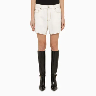 OFF-WHITE VINTAGE WHITE DENIM SHORTS WITH CUT-OUTS AND ARROW LABEL