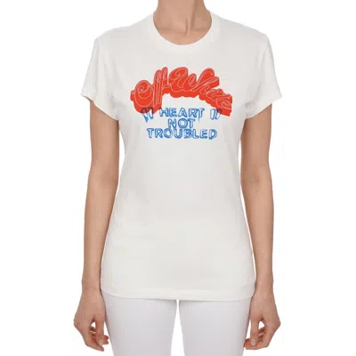 Pre-owned Off-white Virgil Abloh Heart Woman Logo Cotton T-shirt Top White