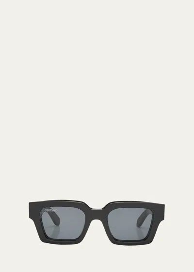 Off-white Virgil Arrows-logo Square Sunglasses In 1007 Black/dk Gre