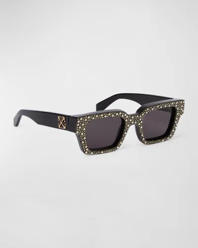 Off-white Virgil Embellished Square Acetate Sunglasses In Black