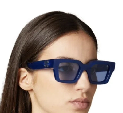 Pre-owned Off-white Virgil-oeri126s24pla0014540-53 Season Blue Sunglasses