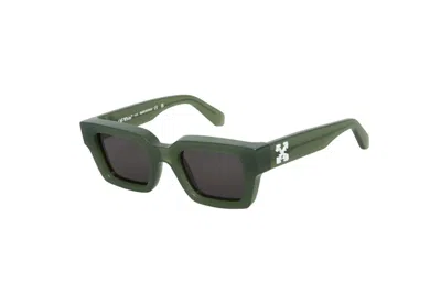 Pre-owned Off-white Virgil Rectangle Sunglasses Green/grey (oeri008c99pla0015507-fr)
