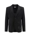 Off-white Wool Blazer Embroidered Detail Front Flap Pockets In Black