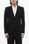 Off-white Virgin Wool Formal Vars Blazer With Logo Patch In Black