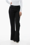 Off-white Virgin Wool Pants With Satin Trims And Ankle Slit